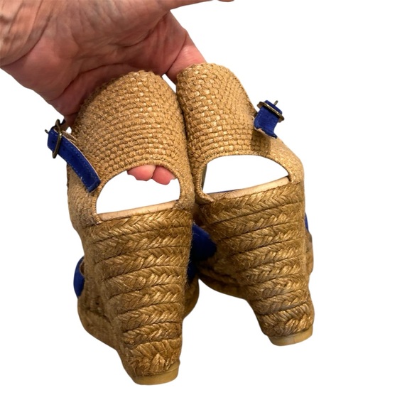 Gaimo Royal Blue Suede Jute Wedge Espadrilles 37 / 6 - Picture 6 of 10